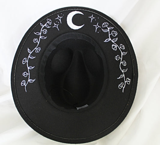 Hand Painted Witchy Crescent Moon Hat