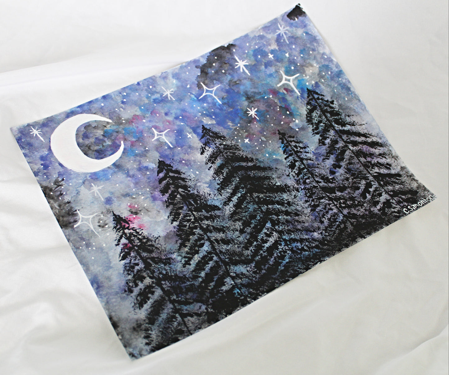 Forest Night Scene Art Print
