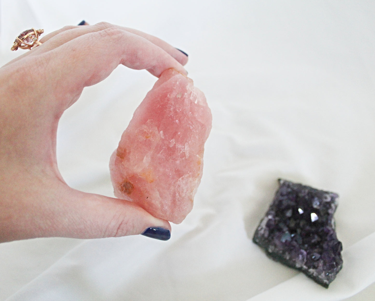 Raw Crystal Set Featuring Amethyst, Rose Quartz, and Clear Quartz