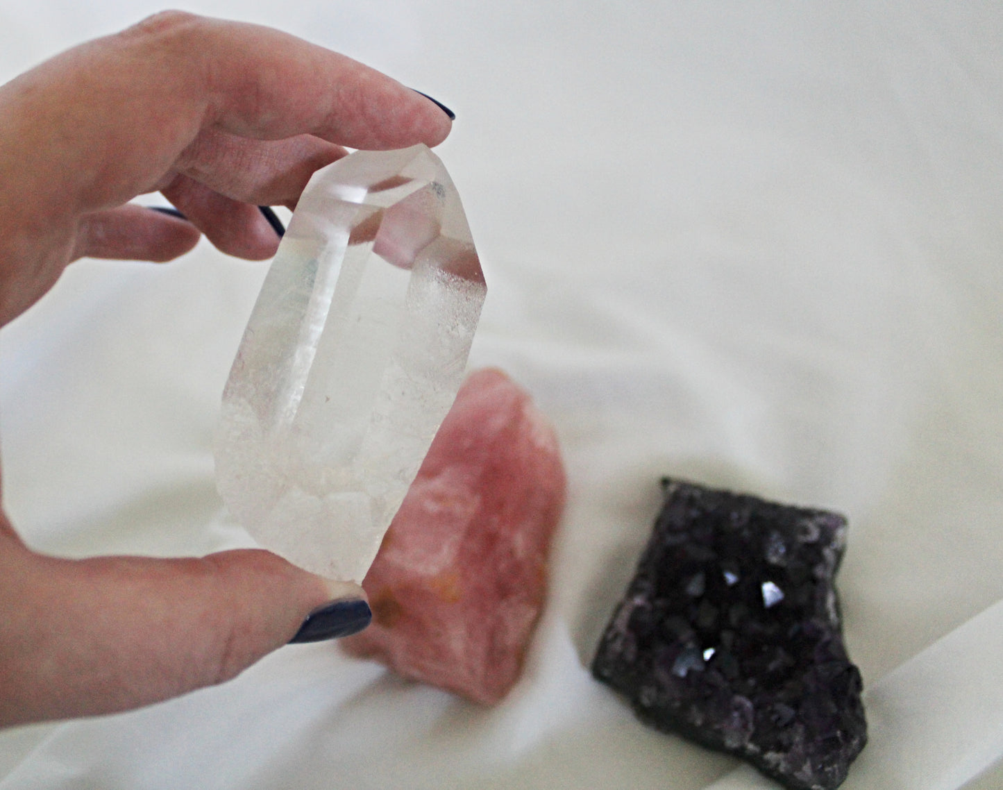 Raw Crystal Set Featuring Amethyst, Rose Quartz, and Clear Quartz