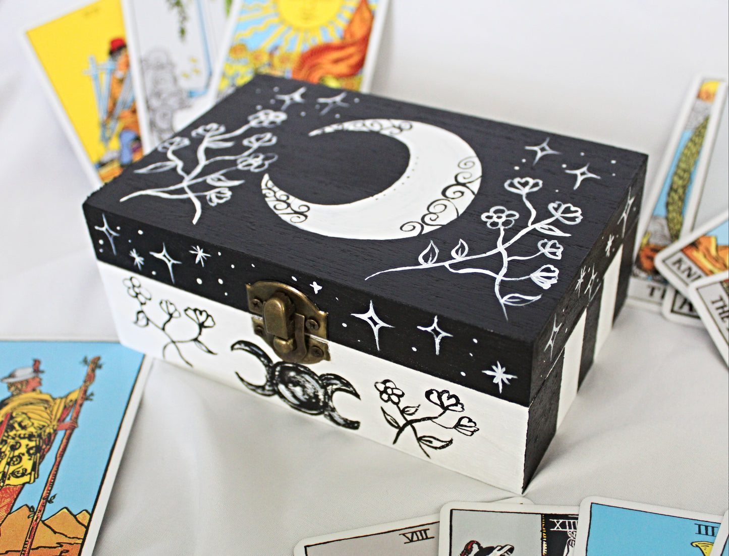 Crescent Moon and Wildflower Tarot Card Box