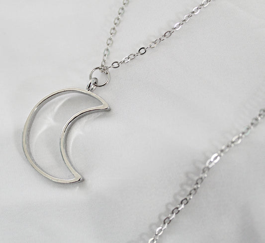 Simple Silver Moon Necklace