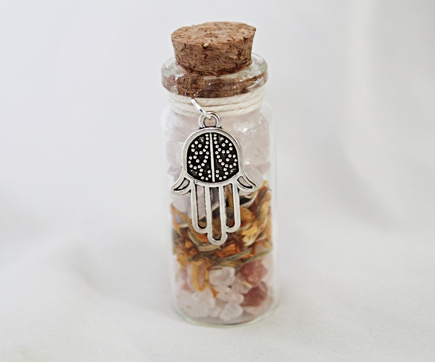 Spell Jar Featuring Seashells and Hamsa Charm