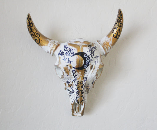 Wildflower Moon Bull Skull Wall Hanging