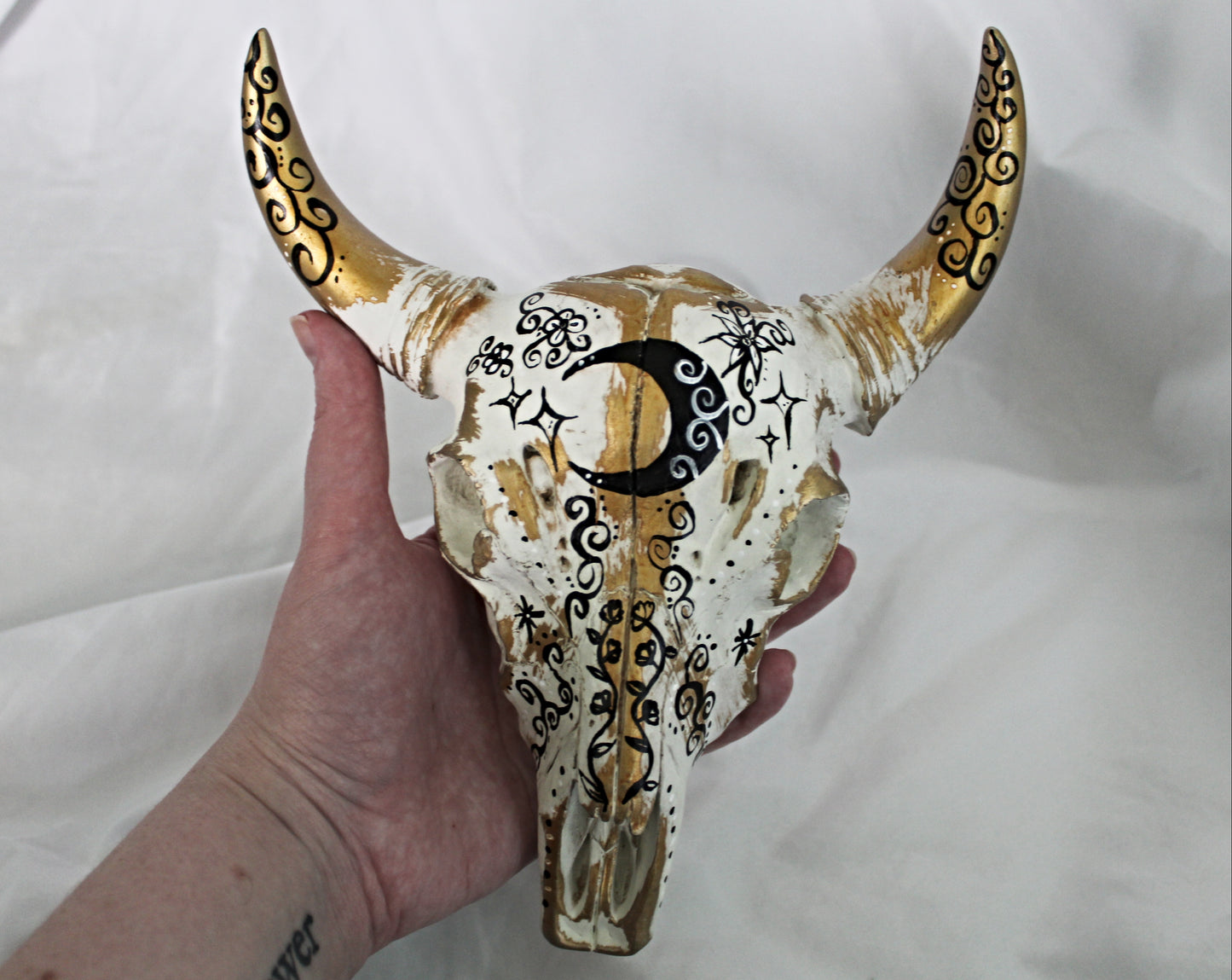 Wildflower Moon Bull Skull Wall Hanging