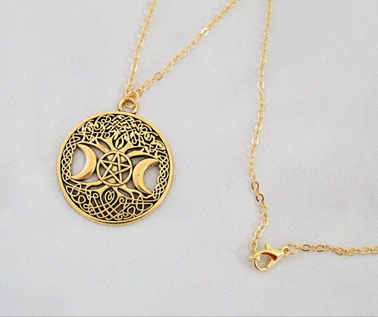 Triple Moon Tree of Life Necklace