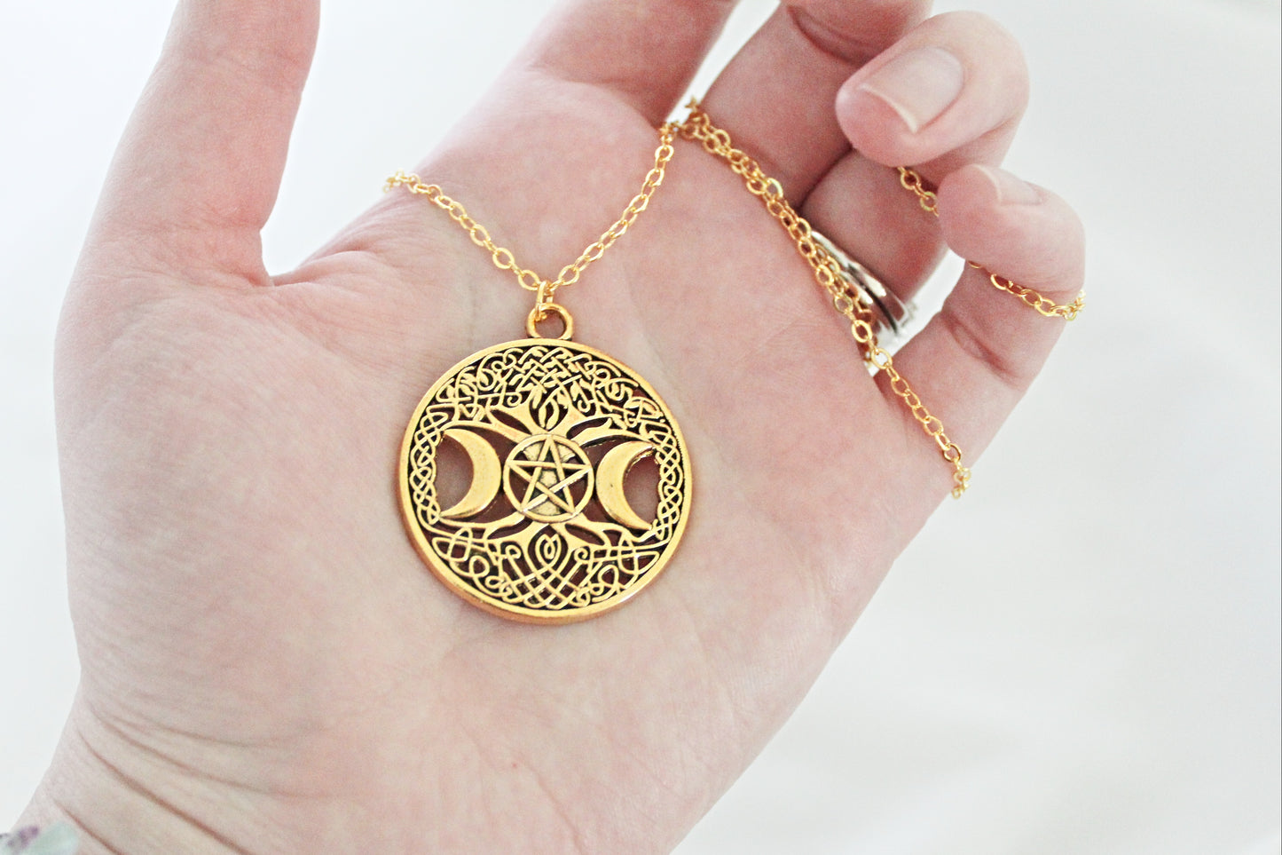 Triple Moon Tree of Life Necklace
