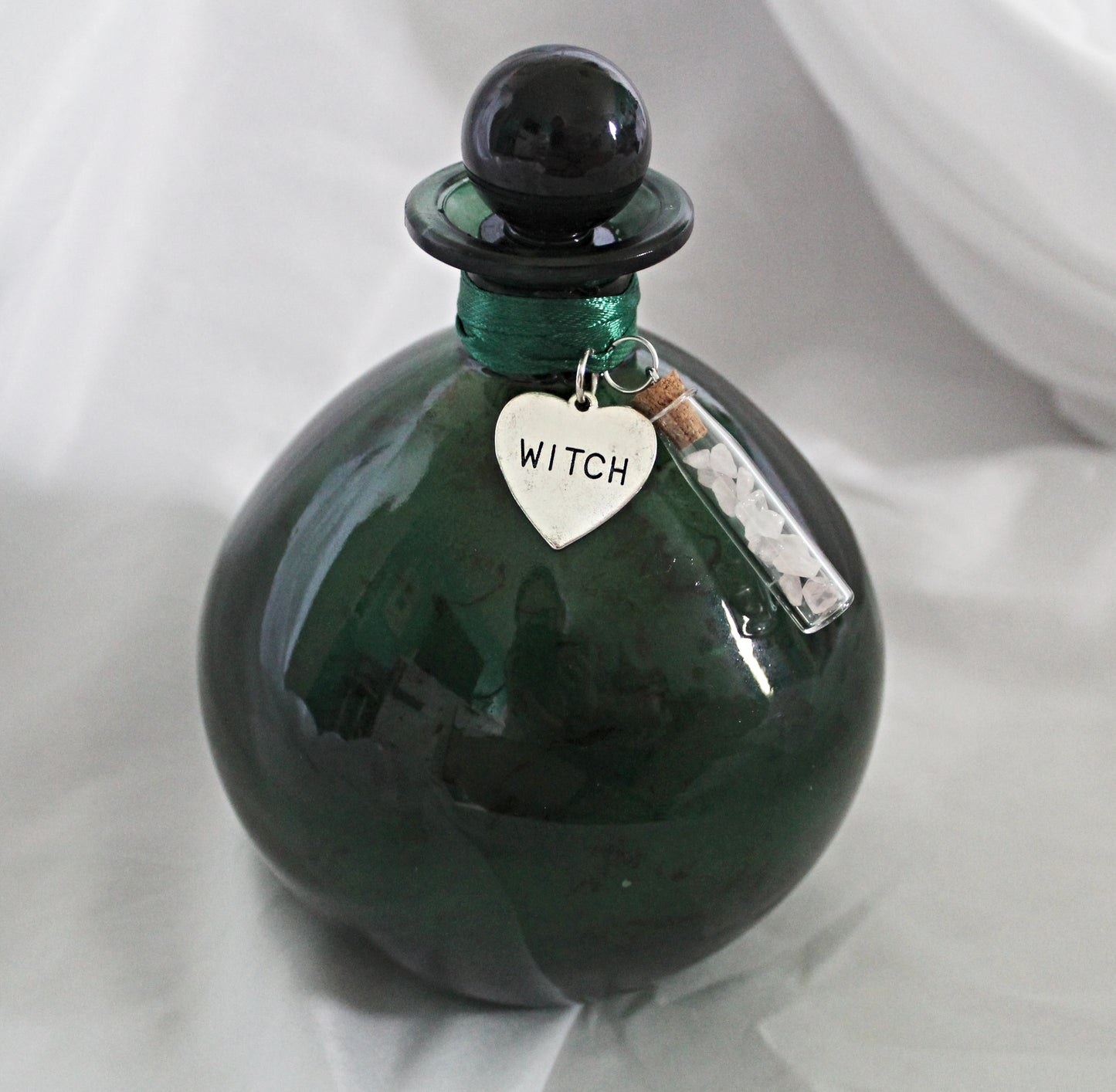 Potion Bottle Bath Salts Featuring Witch Charm and Rose Quartz Charm