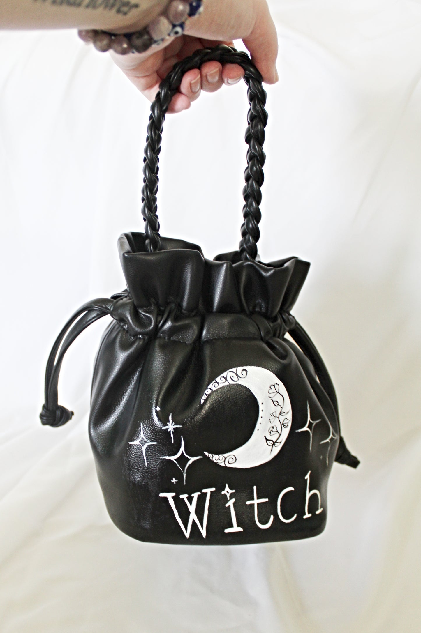 Hand Painted Witch and Moon Purse