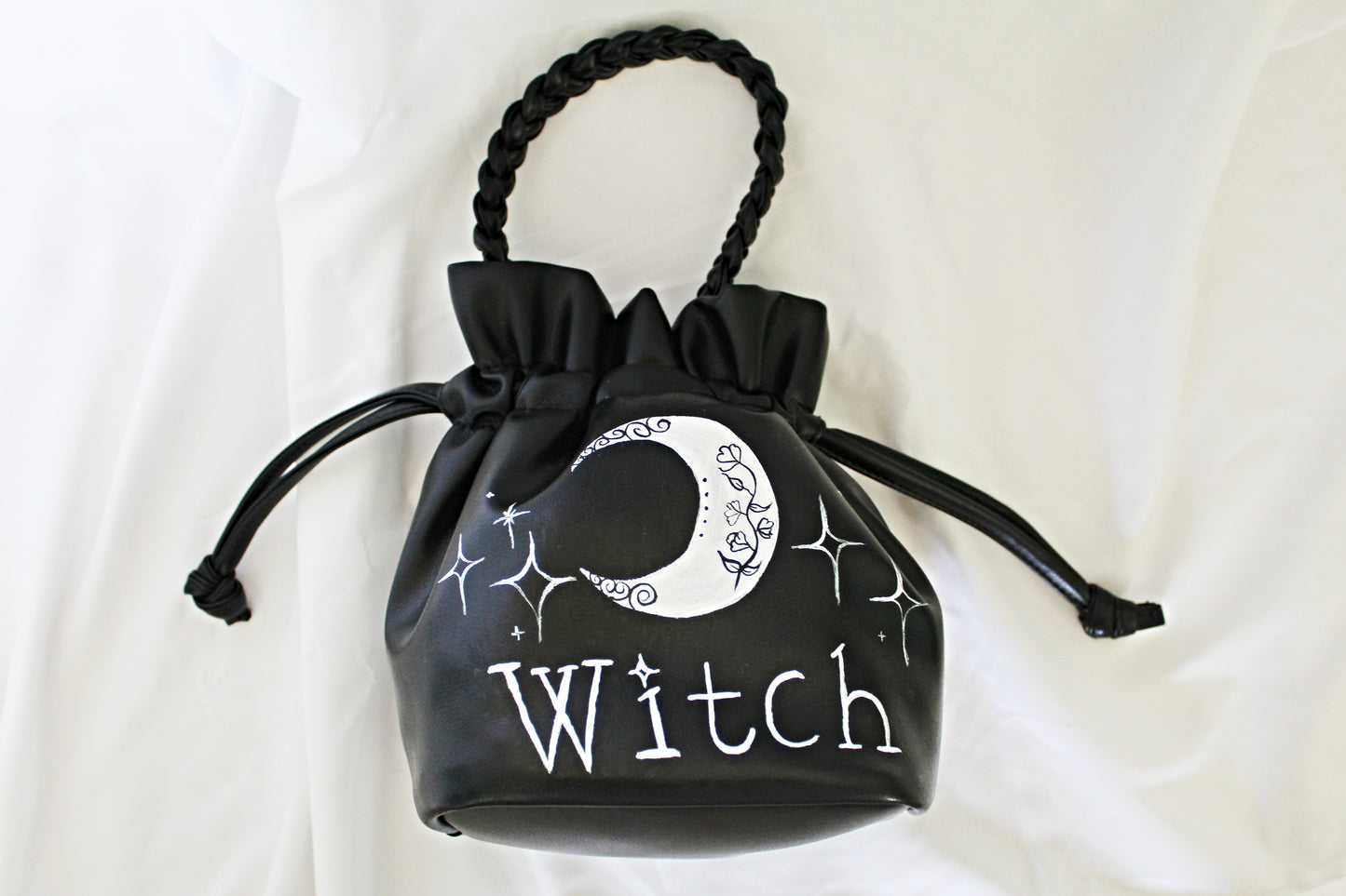 Hand Painted Witch and Moon Purse